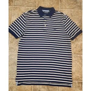 Chaps Polo , Men's Small, Stripped, Very Soft.  Navy, White, Yellow. EUC